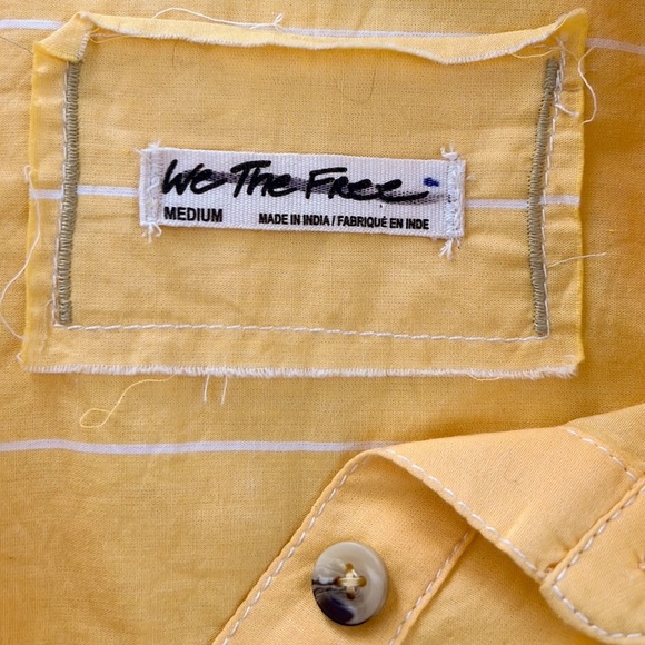 SOLD Free People Happy Hour Stripe Button Down Shirt Yellow Coverup NWOT - Picture 13 of 16